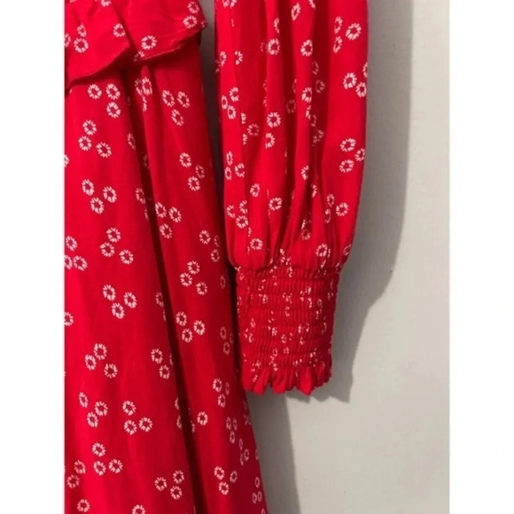 Finders Keepers‎ Frida Dress Women’s Size XS Red Ditsy Doo Smocked Floral Mini - Picture 11 of 14